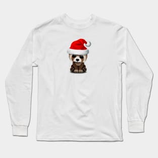 Christmas Red Panda Wearing a Santa Hat Long Sleeve T-Shirt